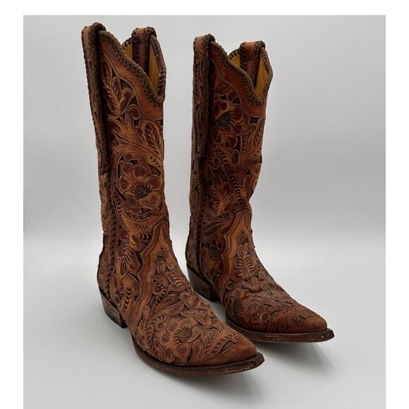 Old Gringo Mens Boots Tooled Size 6.5 D Made in Mexico - Picture 1 of 14
